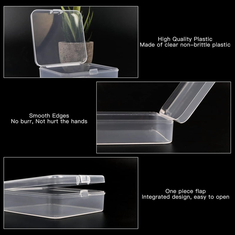 Rocutus 24 Pack Small Clear Plastic Storage Containers with Lids,Beads Storage Box with Hinged Lid for Beads,Earplugs,Pins, Small Items, Crafts, Jewelry, Hardware (3.3 x 3.3 x 1.1 Inches) - Image 3
